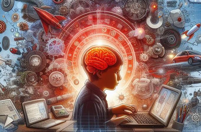 Ilustração sobre tecnologia digital, notificações e atenção no TDAH